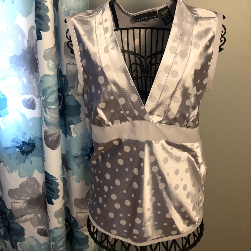 Silver polka dot blouse